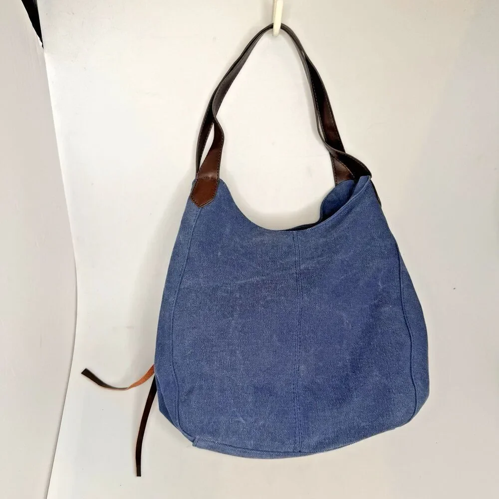 K2 Classic Women’s Hobo Bag Canvas Cotton Blue EUC